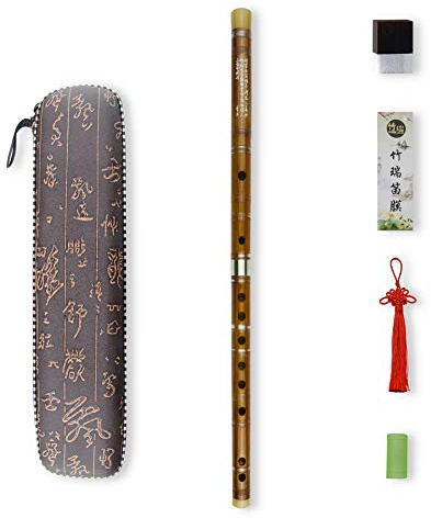 G Key Dizi Bitter Bamboo Flute for Beginners with Free Membrane & Glue & Protector Set Traditional Chinese Instrument（Key of G/Bitter Bamboo）