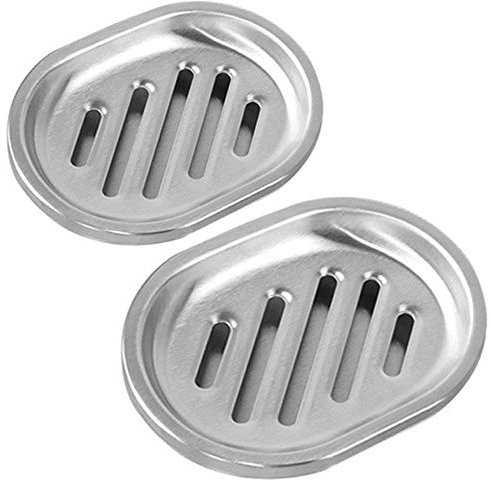 Kaxich 2 Stück Seifenschale, 304 Edelstahl Seifenhalter Doppelte Schichten Seifenablage für Dusche, Bad, Küche