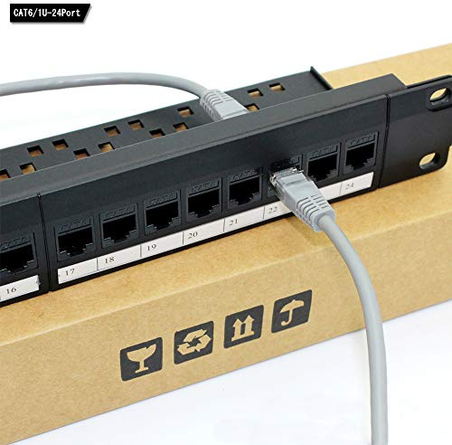 Netzwerk Patch Panel, 24 Port 1U Rack Montierbare Cat6 Patch Panel Pro Rj45 110 Netzwerk Patchpanel, Kabelunterscheidung, Kein Rost Und Langlebig (Cat5 Rj45 Straight)