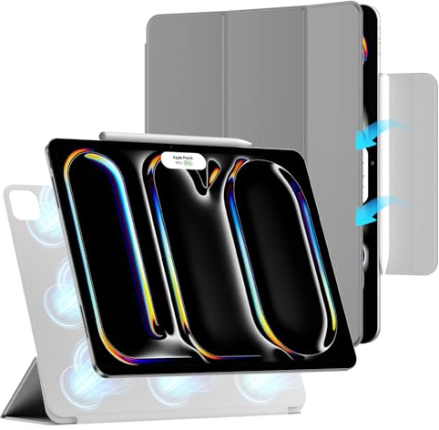 ZtotopCases Hülle für iPad Pro 13 Zoll 2024, Leistungsstarke Magnetische, Ultradünne, Leichte Schutzhülle mit Klappbarem Ständer und Auto Schlaf-/Weckfunktion,Grau