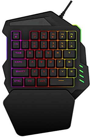 KUANDARMX One Handed Mechanical Gaming Keyboard Rgb Led Backlit,35 Keys Half Keyboard Gaming Keypad Small Gaming Keyboard, Black