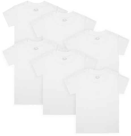 Fruit of the Loom Boys' Cotton T Shirt, Toddler-6 Pack-White, 4-5T