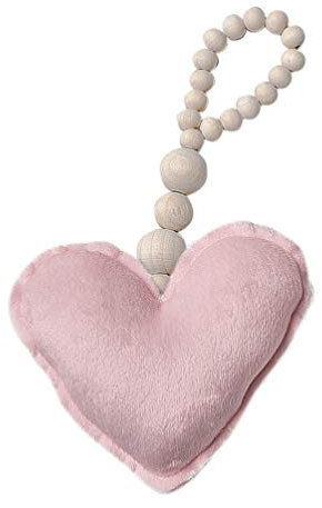 BESPORTBLE Holzperlen-Dekoration Mit Herzanhänger Und Perlenkette Naturholz Wanddeko Ornament Für Wand Rosa