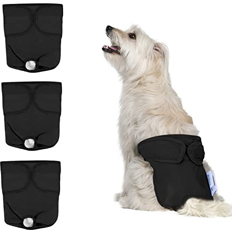 Nobleza 3 x waschbare Hundewindeln, hygienische Höschen für Hunde in Wärme, wiederverwendbar, für weibliche Hunde (M, Größe 32 – 37,5 cm, 3 Stück, schwarz)