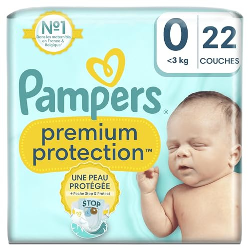 Pampers Premium Protection Größe 0, Windeln x 22, 3 kg, doppelter Schutz für die Haut und gegen Auslaufen