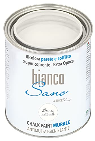Chalk Paint ANTIMUFFA IGIENIZZANTE specifica per PARETI biancoSano Bianco Naturale - Ricolora e sanifica il tuo ambiente (1 Litro)
