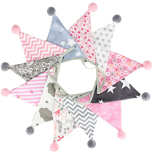 G2PLUS 4M Banderines Guirnalda de Banderine Guirnaldas de Tela 12PCS Guirnalda Triangulos Banderolas Fiesta Decorativas para Dormitorio de Fiesta de Cumpleaños o Decoración de Bodas