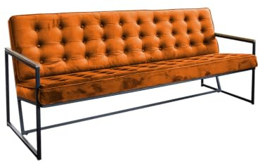 KAWOLA Esszimmerbank mit Lehne und Samtbezug Arly | Gepolsterter Sitzbank in Cognac | Sitzbank Esszimmer, Bank Esszimmer, Küchenbank mit Lehne