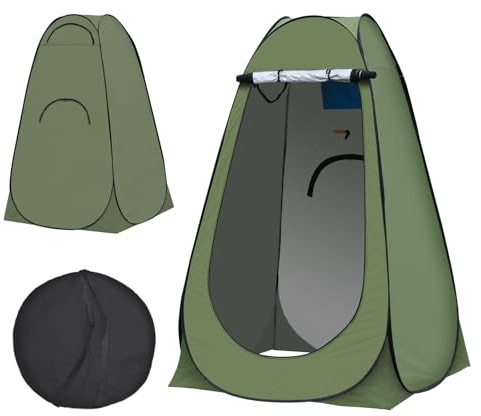 TUKAILAI Camping Toilettenzelt Duschzelt Pop Up Umkleidezelt Privatsphäre Toilette Umkleidekabine Lagerzelt Mobile Outdoor WC Zelt für Camping & Beach, mit Tragetasche 120 x 120 x 190 cm Grun