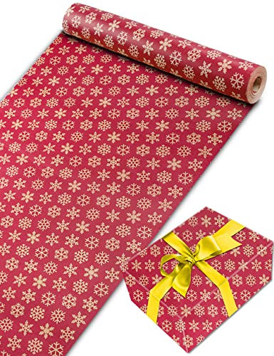 Geschenkpapier Weihnachten Rolle 44cm x 30M, Toypopor 100gsm Recycling weihnachtsgeschenkpapier, weihnachtspapier für Verpackung Post Pakete