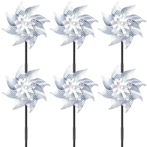 6 ruote a vento per uccelli, repellente per uccelli, riflettenti, per uccelli, balcone, spaventapasseri per uccelli, riflettenti, decorazione da giardino, frutteto, cortile