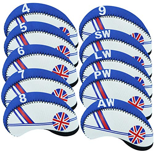 AMRTA Golf Iron Head Covers Neoprene with Number Printed, 10 Pack | Fit for Most Irons, Lightweight Durable Build, Easy on And Dff Design, Various Colors And Styles, Protective Head Cover Fit