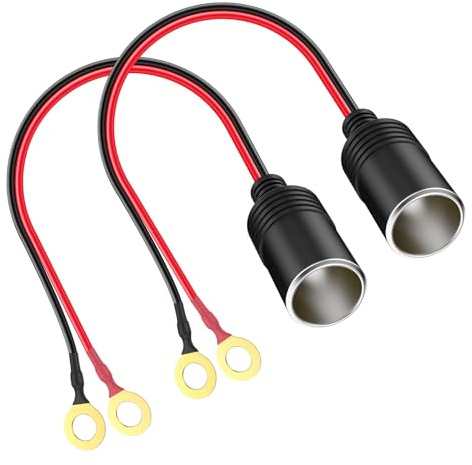 Range Tour Spina per accendisigari resistente, confezione da 2 prese femmina con terminali a occhiello da 14 AWG 0,3 metri (presa femmina con terminali ad occhiello)