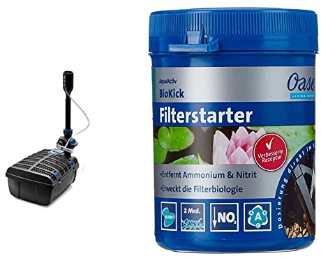 Oase Filtral 3000 UVC-Klärer | schwarz | 9 Watt UVC-Technologie & 43138 AquaActiv BioKick 200 ml für 10.000 l - Teichbakterien Starterbakterien für Fischteich Gartenteich Schwimmteich