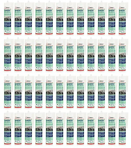 48x dubaust SAS24 Sanitärsilikon elastisch dauernassbeständig schimmelresistent Bad Küche Dusche Feuchträume 310ml Kartusche (manhattan)