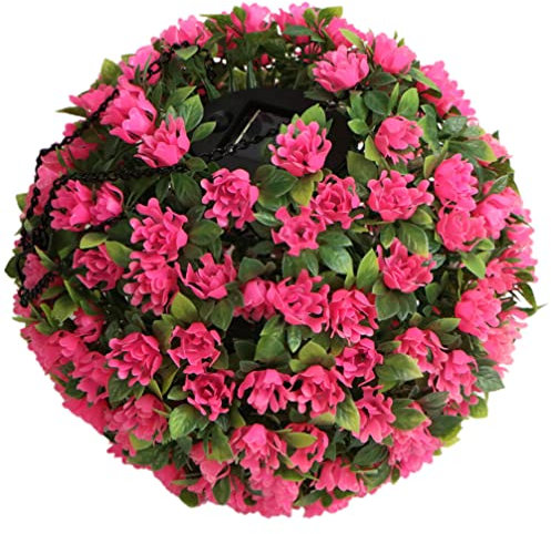 Angoily Solar Powered Pink Flower Chandelier Hanging Ball Light for Wedding Garden Decor Led Lighted Topiary Ball