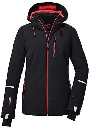 killtec Donne Giacca da sci/giacca funzionale con cappuccio staccabile con cerniera e ghetta antineve KSW 81 WMN SKI JCKT, black blue, 44, 39746-000