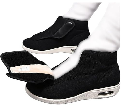 DHIJUPNG Uomo Donna Extra-Large Scarpe Diabetiche Regolabile Scarpe, Calde Invernali per Piedi Gonfi Scarpe da Passeggio Regolabili per La Piedi degli Anziani EU 39(25.5cm/10in)