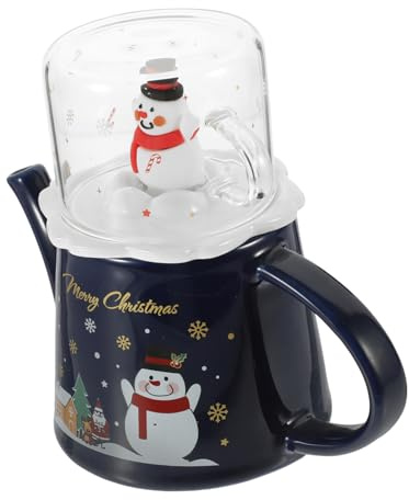 HEMOTON Teiera Tema Natalizio in Ceramica Set Da Tè Per Casa Regalo Di Natale Design Pratico Facile Versamento Resistente Al Calore e Durevole