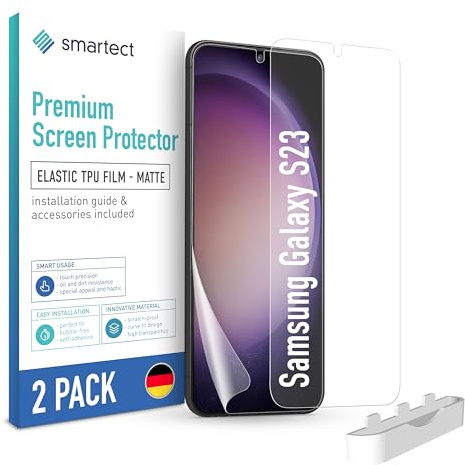 smartect TPU Schutzfolie 2 Stück Matt für Samsung Galaxy S23 | HD Panzerfolie Anti-Kratzer, Displayschutz entspiegelt, Blasenfrei, Fingerabdruck kompatibel, Hüllenfreundlich