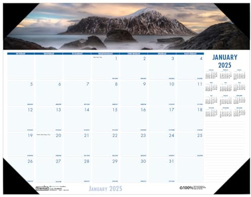 House of Doolittle HOD178-25 Monats-Schreibtischunterlage Kalender 2025, Erdlandschaften Küsten, 55,9 x 43,2 cm, Januar bis Dezember