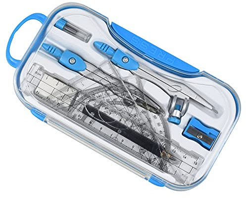 GLigeT Zeichnen Zirkel Math-Geometrie-Kit - 10 Stück pro Set-Student-Kompasse Geometrische Set Hohe Präzision Professionelle Metallschule Kompass Zeichnung Set Geometrie Zirkel (Color : Color Blue)