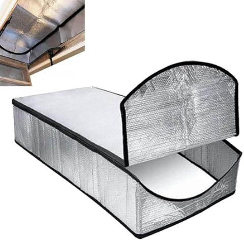 BODYGAD Isolationsabdeckung, Dachbodenabdeckung Leiter Isolierung Abdeckung Luftpolster-Aluminiumfolie Verdicktes Wasserdicht Feuerfest Dachboden Isolierung Zelt mit Reißverschlüssen 138x63,5x28cm