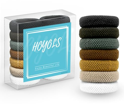 HOYOLS Stora sömlösa hårband för tjockt hår, mjuka hästsvansband utan skador gummiband för kvinnor och flickor scrunchies (höstfärger färg)