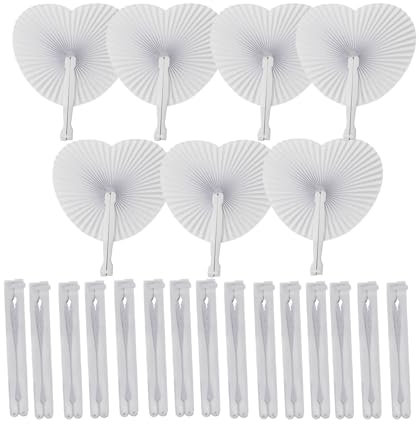 AolKee 40 pezzi ventagli matrimonio, ventagli bianchi matrimonio, appassionati di carta, decorazioni di nozze, per matrimoni, decorazioni per feste, decorazione fai da te, ventagli bianchi
