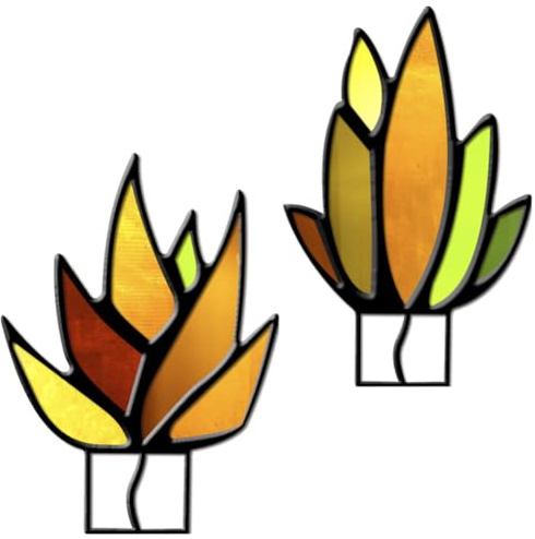 Lot de 2 plantes succulentes en verre teinté cactus en verre - Attrape-soleil - Comptoirs de bureau - Étagère de rebord de fenêtre - Décoration de Noël - Pots non inclus - Style C