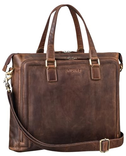 STILORD Claire Businesstasche Damen Leder 15 Zoll Laptoptasche DIN A4 Aktentasche Umhängetasche und Handtasche Büro Farbe:schwarz