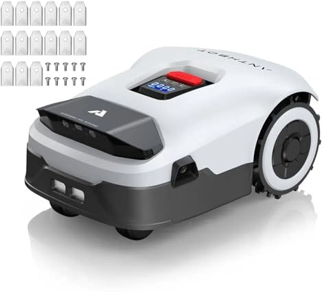 ANTHBOT Genie Robot Cortacésped Inalámbrico Periférico - 2000㎡, Full Band RTK+4 Ojos IA Vision Cortacésped Robot Césped, Auto Cartografía, 20 Multi-Zona, Evasión de obstáculos, Antirrobo Inteligente