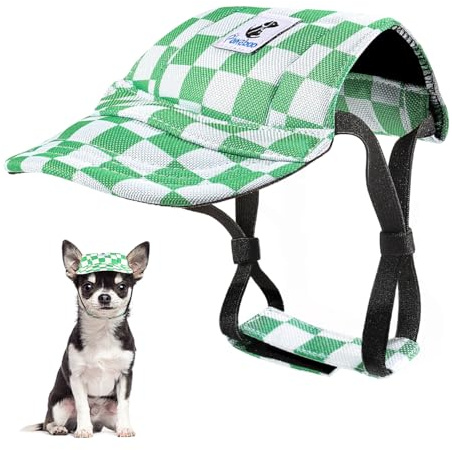 Pawaboo Casquette de Baseball pour Chien, Chapeaux pour Chiens avec Fermeture Auto-Agrippante Réglable + Trous d'oreilles, Chapeau pour Chiens de Petite, Moyenne et Grande Taille, S, Blanc + Vert
