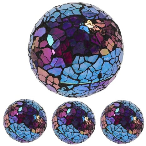 ADOCARN 4stücke Deko Glas Kugeln Bunte Sphere Balls Für Tischdeko Vase Füllung Wohnzimmer Ornament Geschenkidee Für Hochzeit Geburtstag Und Hausgestaltung