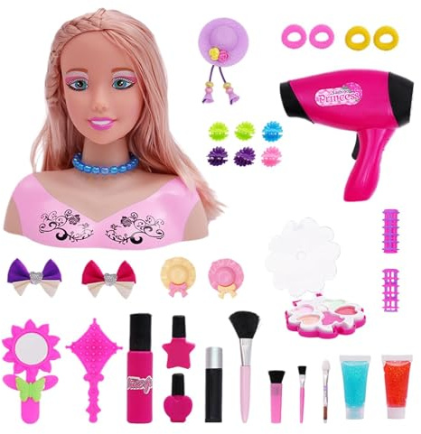 Haarstyling-Puppe, Puppenkopf zum Frisieren von Haaren für Mädchen, Puppenkopf im Simulationsspiel – Realistisches Puppenzubehör für den Tag