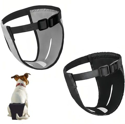 2er Pack Hundewindeln für Hündinnen, Läufigkeitshose für Hündinnen, Höschen für Hunde Läufigkeit, Verstellbare Hündinnen Schutzhose, Wiederverwendbare Hundewindeln mit 6 Damenbinde (M)