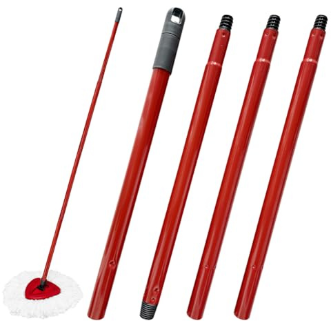 Ruioomeep Barres d'extension pour poignée de balai à franges - 1 manche de rechange - Compatible avec 4 sections - En acier inoxydable - Accessoire de balai télescopique - Avec filetage allemand