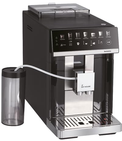 KKT KOLBE Macchina da caffè con contenitore del latte, ugello per schiuma del latte e accessori, funzione 2 tazze, 15 bar, macinino a 7 livelli, touch screen, pulizia automatica, 7 bevande Barista One