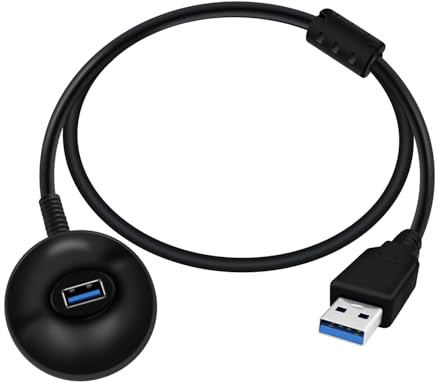 HuaLiSiJi USB 3.0 Verlängerungskabel mit Standfuß Unterstützt 5Gbps Datenübertragung USB 3.0 A Stecker auf A Buchse Desktop Verlängerungsdatenkabel (Schwarz, 1.5 m)