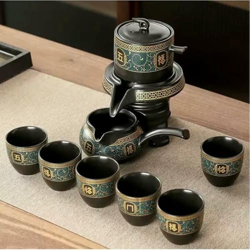 LIUXIN Juego de té de Kung fu automático con Molino de Piedra Chino, Tetera Sencilla para el hogar, Taza de cerámica