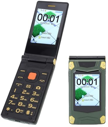 VBESTLIFE 2G Flip -Handy für Senioren, 3in und 2,6in Dual -Screen -Anzeige Ultra Thin Flip Phone für ältere Menschen, Entsperrtes Mobiltelefon mit SOS, Dual SIM, 4800mah (Green)