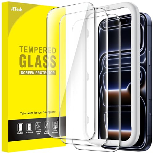 JETech Screen Protector for iPhone 17 Pro 6.3-Inch, Tempered Glass Film with Easy Installation Tool, 9H Hardness, Case-Friendly, 3-Pack