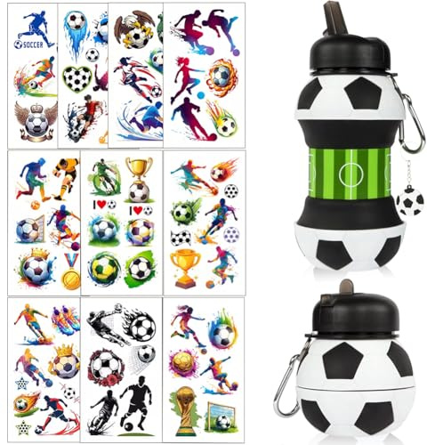 OPVXZAD Botella de Fútbol de 550 Ml, Botella de Agua Plegable de Silicona, Entrenador de Patadas y Lanzamientos de Fútbol para Entrenamiento Individual, Cinturón de Apoyo Entrenamiento Ajustable