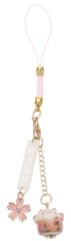 GALPADA Sakura Maneki Neko Handy AnhäNger Telefonlanyard GlüCkskette Charm HandyanhäNger Modisches Accessoire FüR Smartphone Und Tasche 6 Zoll