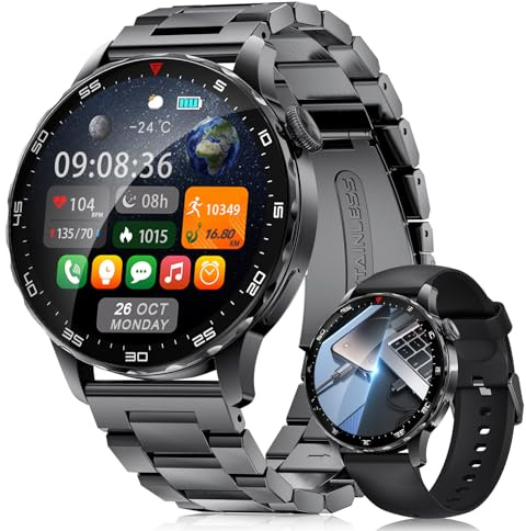 FITFLEX Montre Connectée Homme avec Appels Bluetooth 750 mAh, 1,43 AMOLED Écran Smartwatch avec 120+ Modes Sportifs, Calories/SpO2/Fréquence Cardiaque/Sommeil Moniteur pour Android iOS