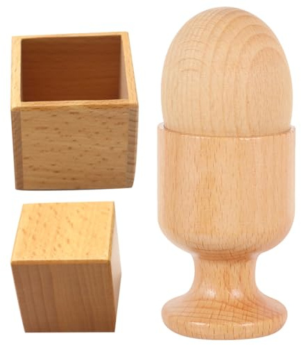 NOLITOY 2 Juegos Juguetes de Madera para Estimulación Temprana Bebés Educativo con Huevo y Huevera Desarrollo Coordinación Ojo-Mano y Habilidades Motoras Finas