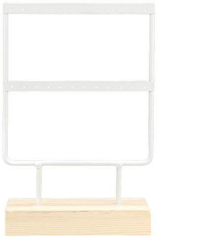 NDNCZDHC Supporto per organizer orecchini da donna a 24 fori, espositore orecchini in metallo, espositore gioielli per desktop (Bianco)