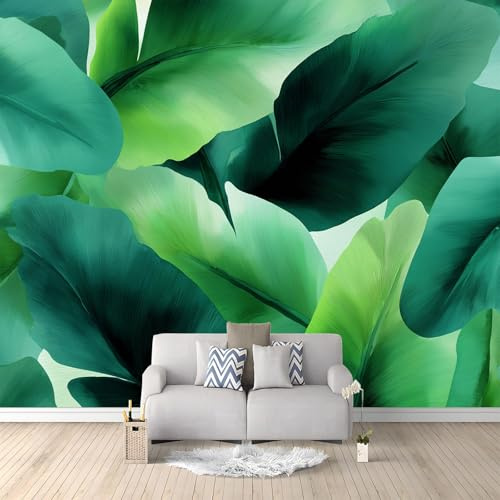 Generico Carta da Parati Moderna Acquerello Piante Foglie Di Banano 400x280 cm 3D Poster Gigante Carta da Parati, Tessuto Non Tessuto Fotomurale per Camera Letto, Soggiorno, Corridoio
