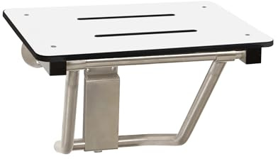 Seachrome Lift-Assist Shower Seat, Yoke-Style Bench, Wall Mount, 18 x 15, Solid White Phenolic