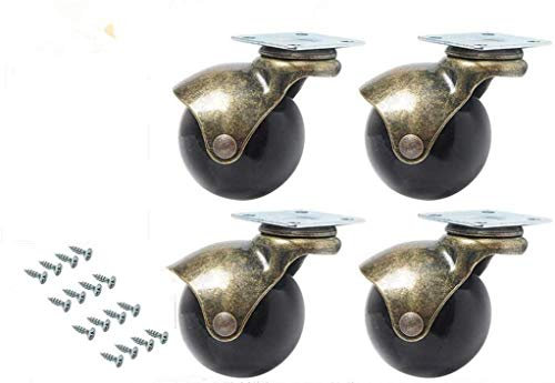 Manfâ 4pcs roulette à billes 360 degrés de rotation des plaques pivotantes en métal à bille à capuchon en forme de frein robuste pour chaise de bureau table basse jouets poubelles (2inch (50mm))